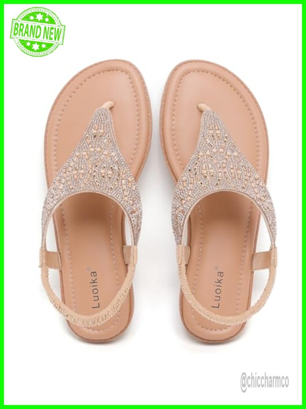 Women's Wide Width Flat Sandals Flip Flop Thong Strappy Rhinestone Comfortable